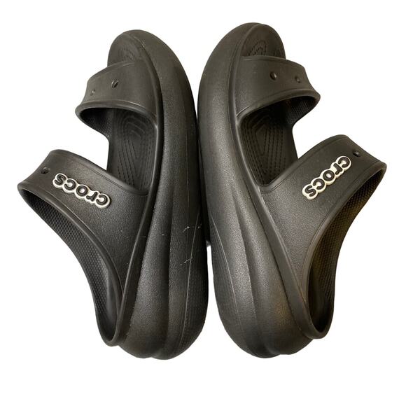 CROCS Iconic Crush Sandal Shoe Black Unisex Sz M7/W9 Platform Chunky Slide - Picture 6 of 11